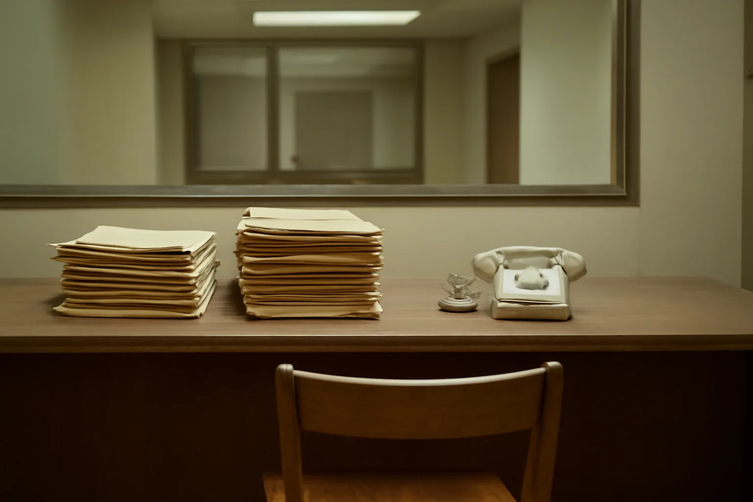 Empty government licensing office counter symbolizing liquor license and broadcast license confusion