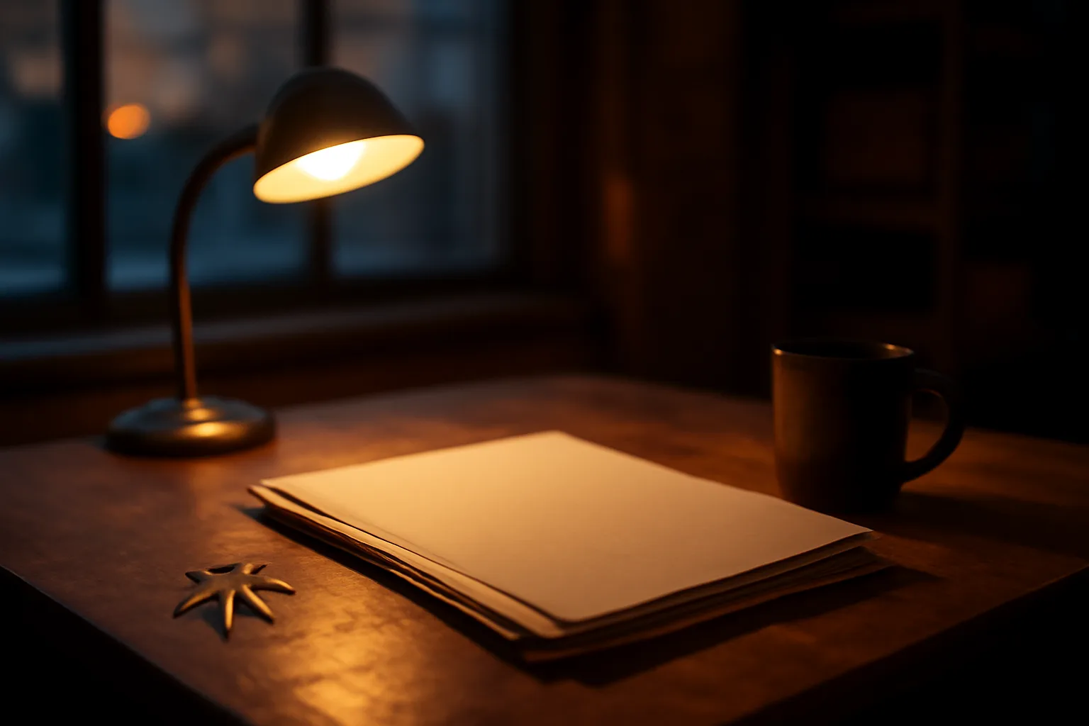 Restaurant owner's desk with paperwork folder while planning a liquor license application