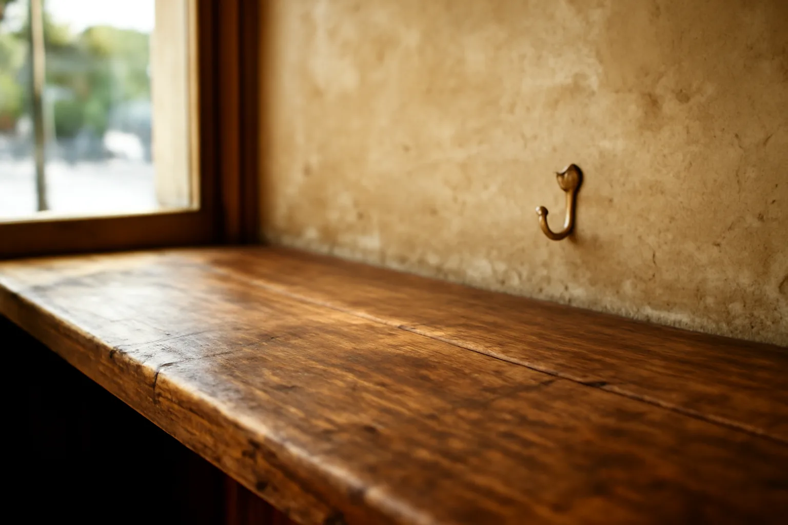 Empty brass hook on a bar wall where a liquor license certificate once hung