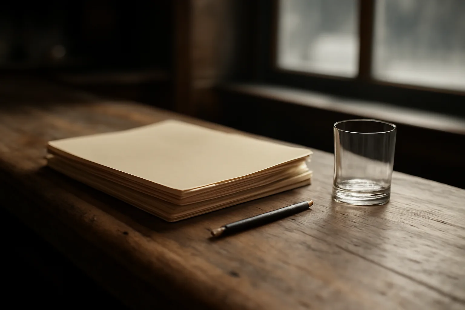 Bar counter with paperwork folders and a pen, representing the liquor license application process