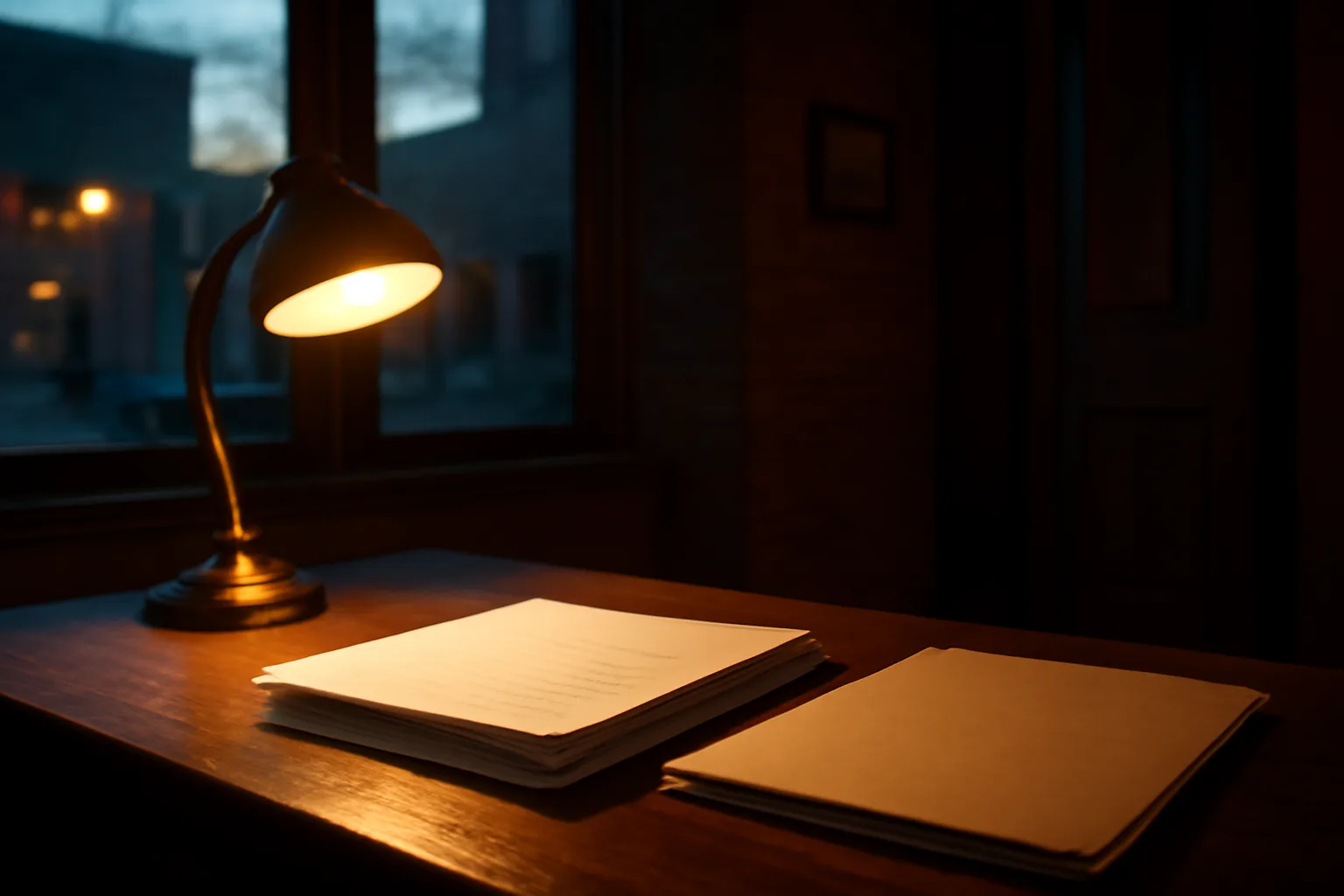 Restaurant owner's desk with lease paperwork and permit folder before ABC license application