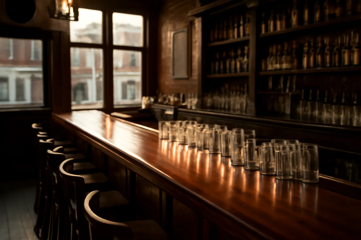 Empty Philadelphia bar interior before opening, illustrating liquor license cost planning