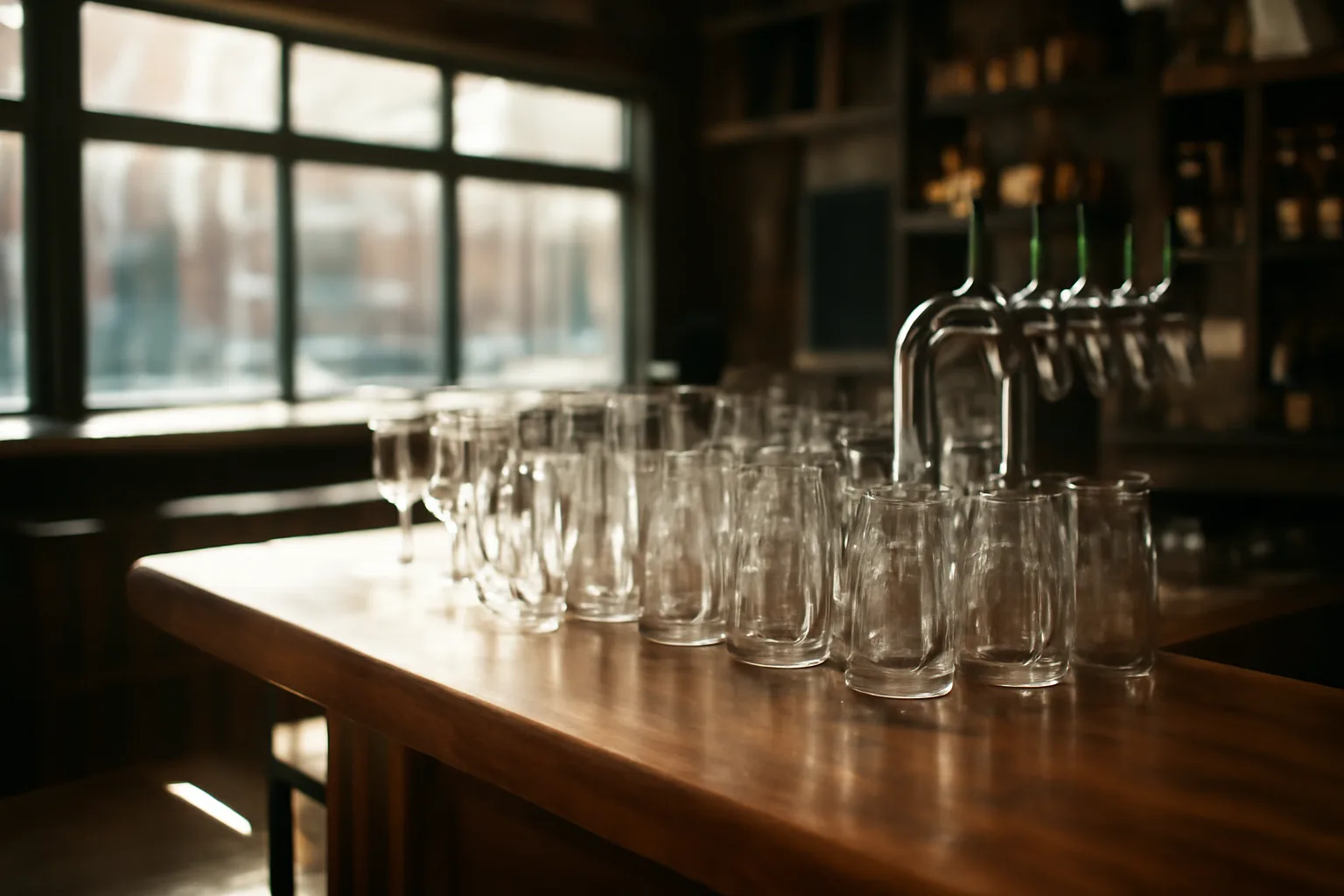 Empty restaurant bar with sunlight, representing a business awaiting its Tennessee ABC permit approval