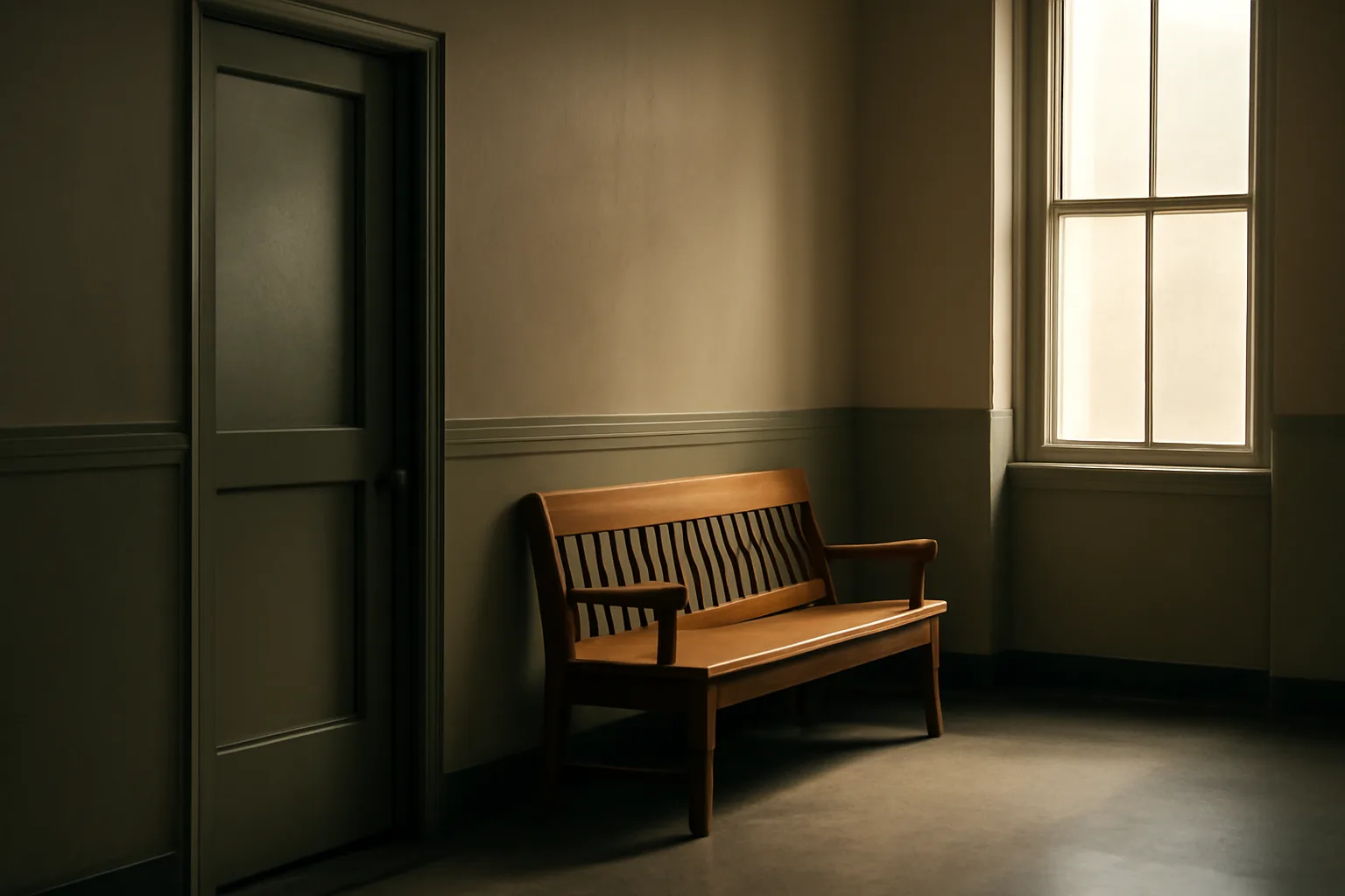 Empty government office hallway representing a state alcohol and tobacco commission licensing office