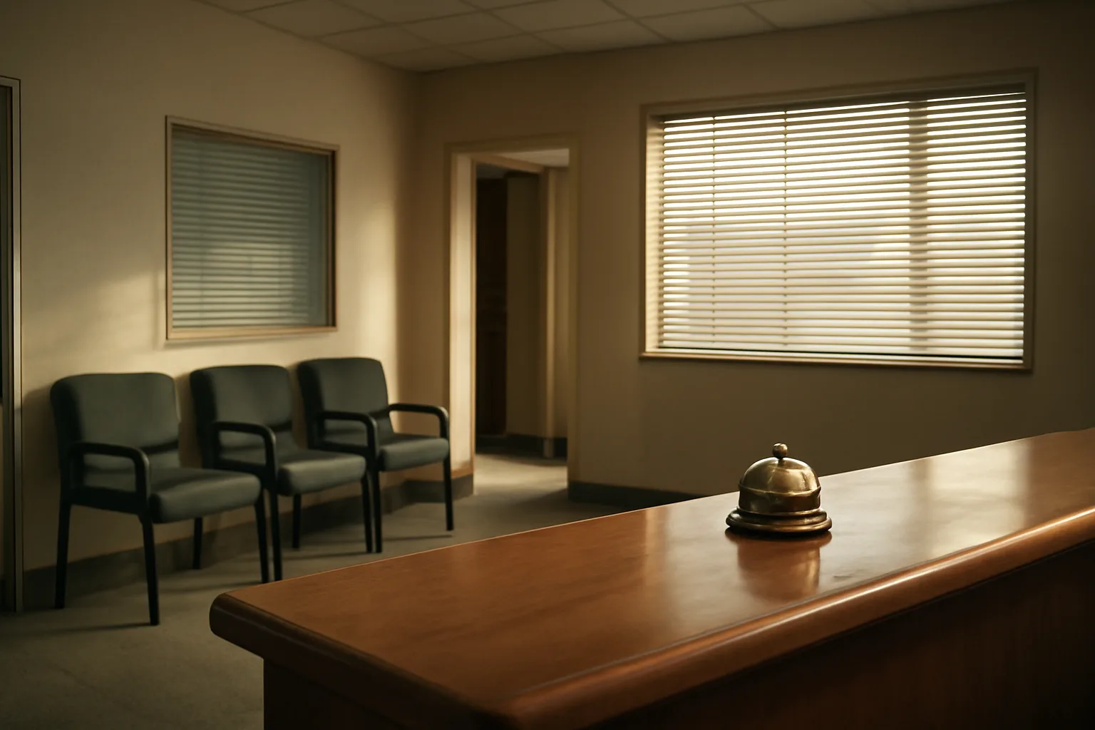 empty state government licensing office lobby representing an alcohol beverage commission