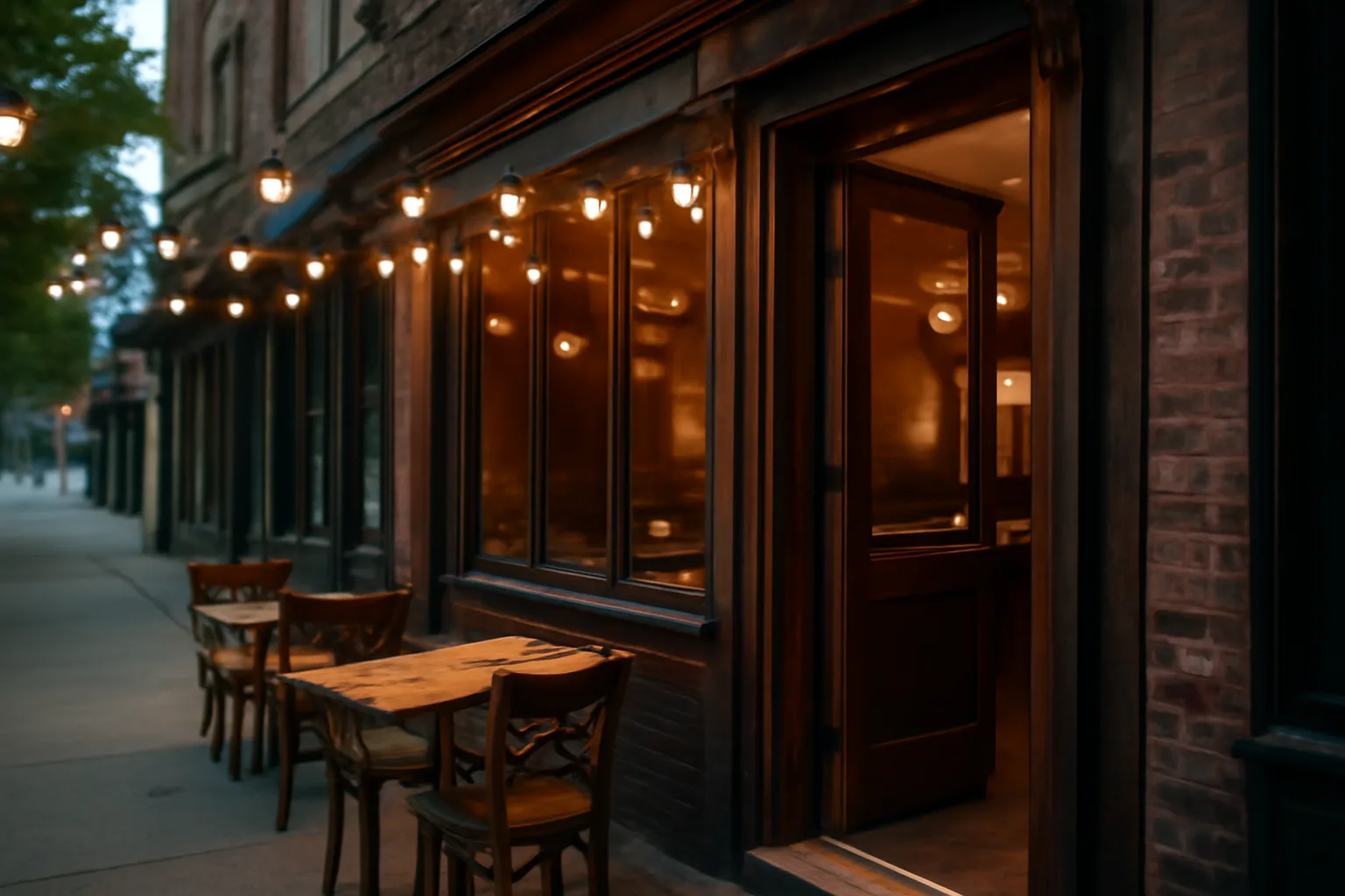 Small New Jersey restaurant storefront at dusk representing alcohol licensing for local bars