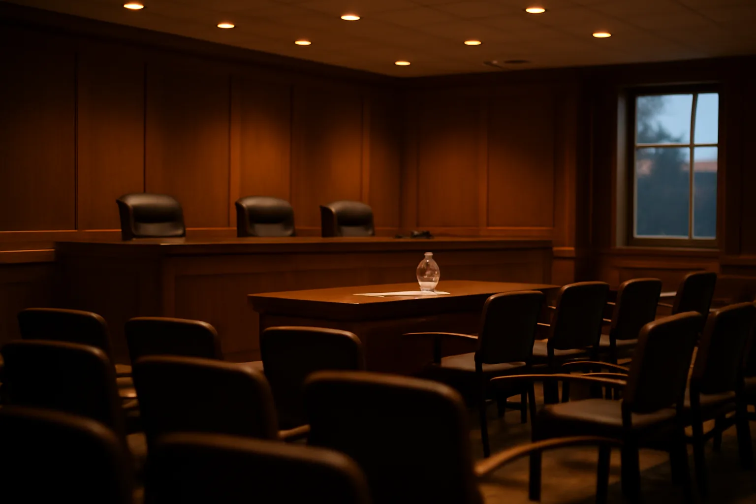 Empty county liquor board hearing room used for Maryland alcohol license approvals