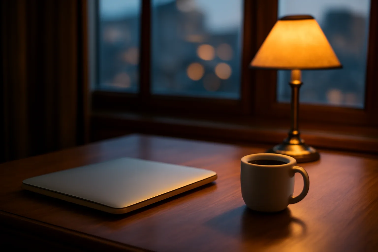 Attorney's desk with lamp light, evoking research into liquor license legal help