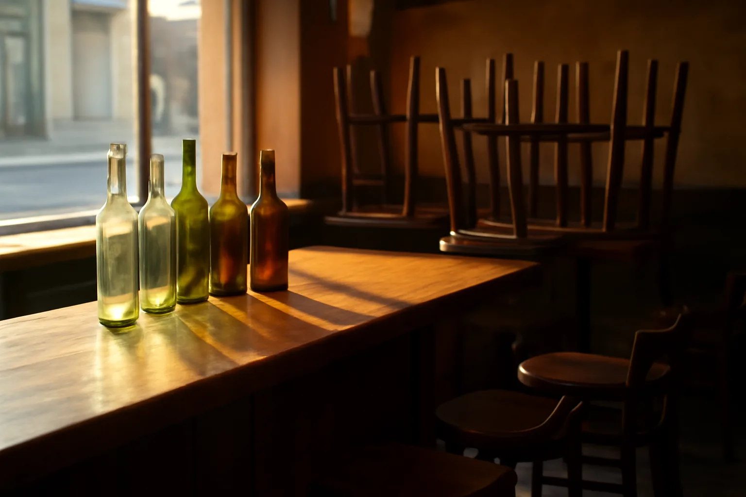 Empty restaurant bar with sunlight, illustrating Arkansas liquor license cost planning