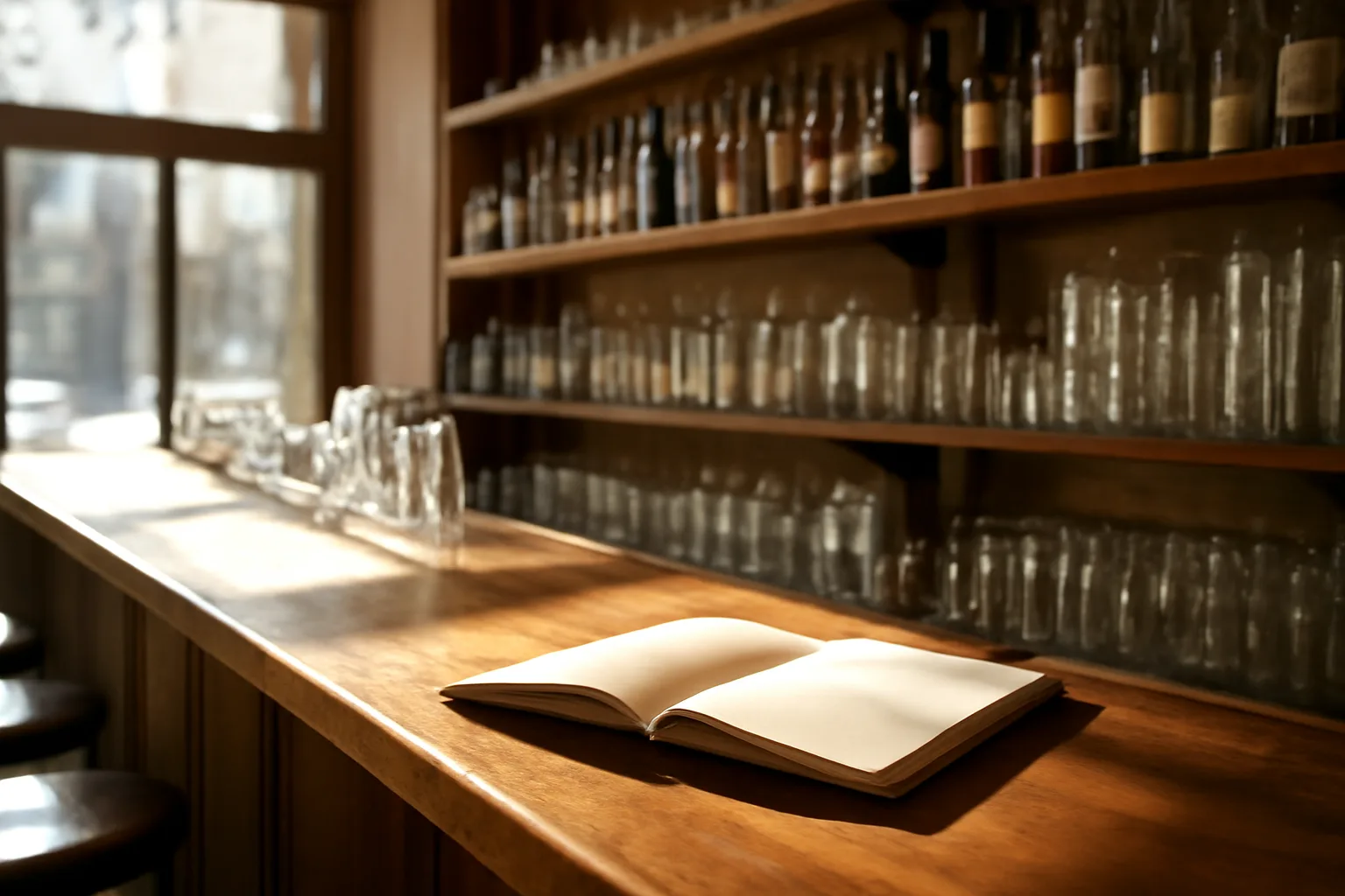 Empty restaurant bar interior representing California alcohol and beverage control licensing