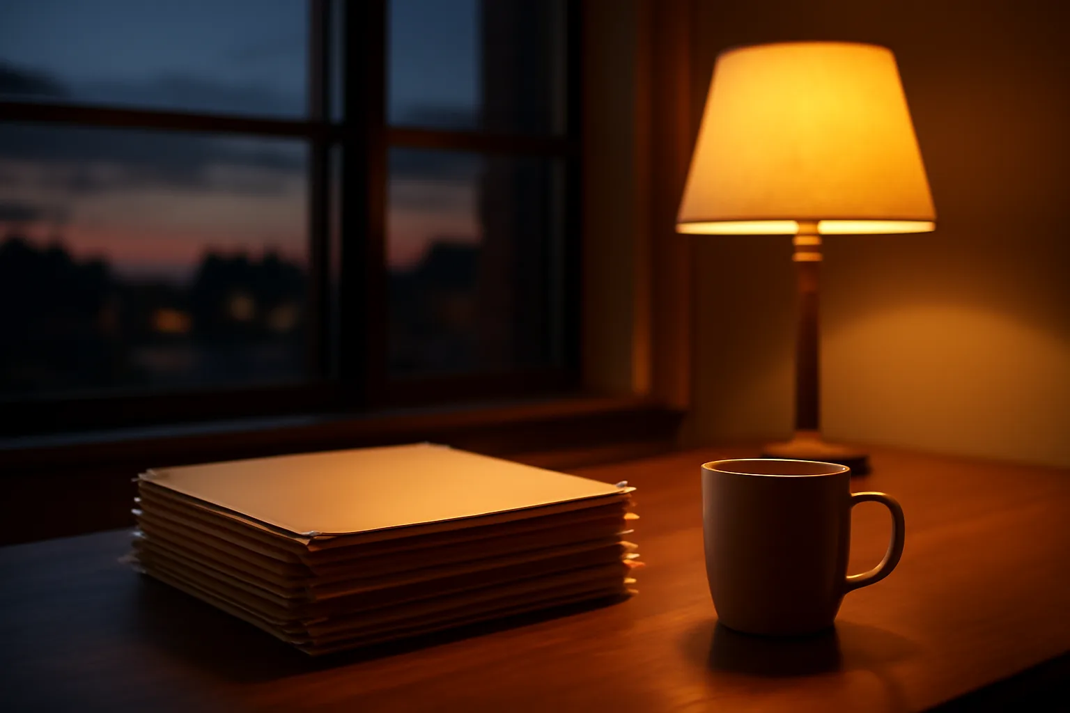 Restaurant owner's desk with paperwork folders, representing liquor license application planning