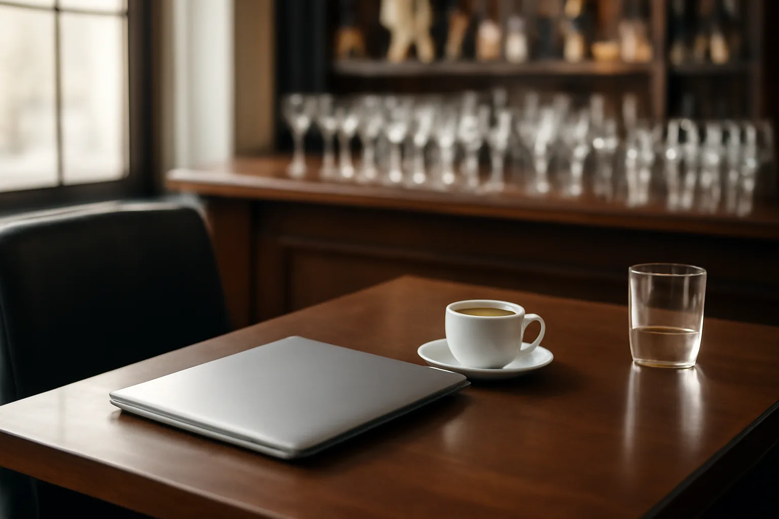 Desk near a bar counter representing the overlap between attorney search and liquor license research