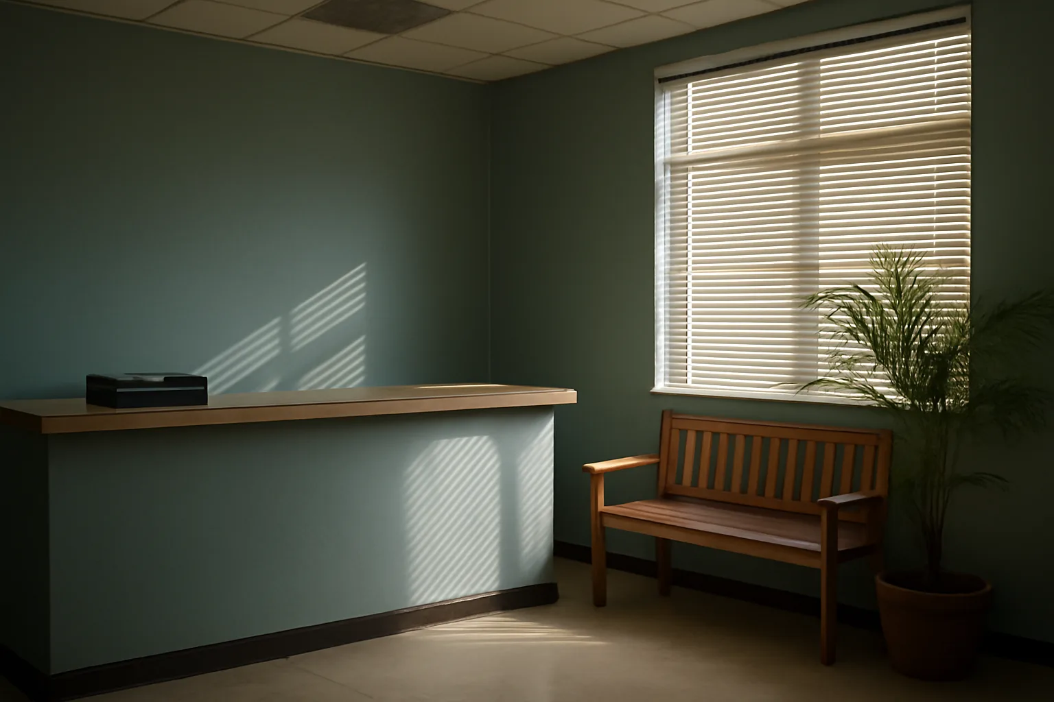 Empty government office reception area representing where liquor licensing calls actually go