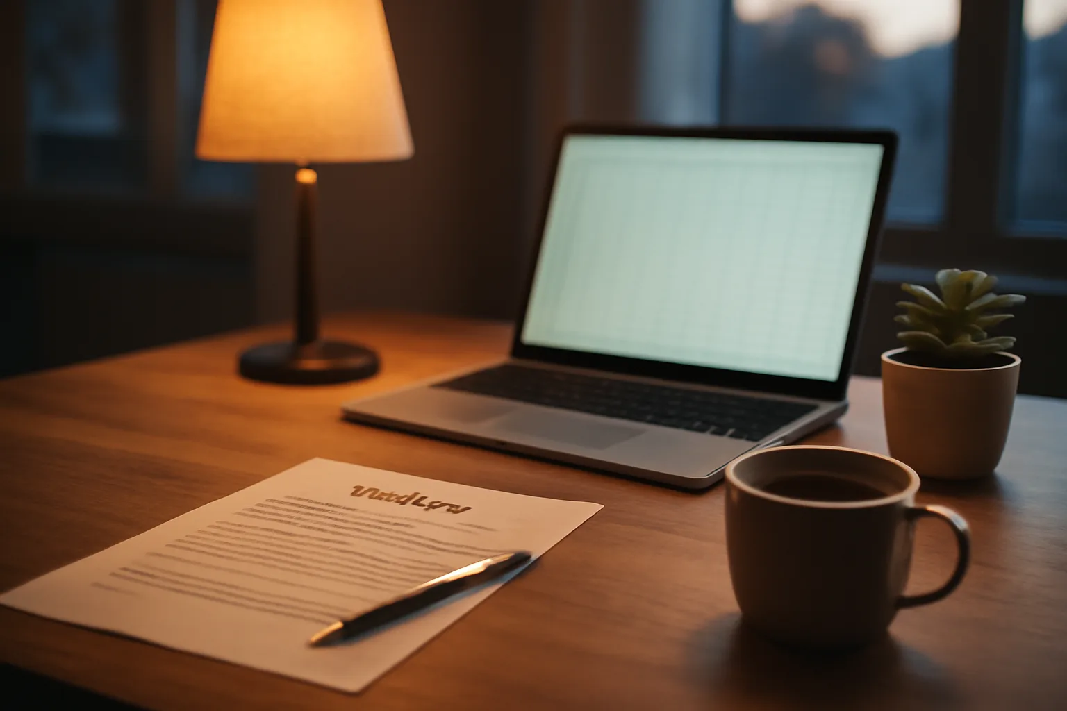 Restaurant owner's desk with lease paperwork and laptop during license planning