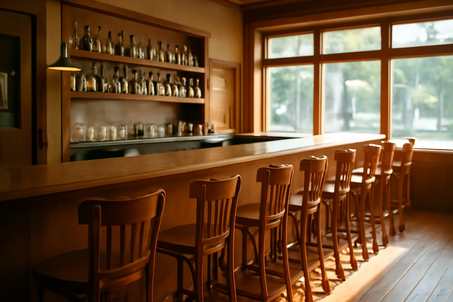 Empty restaurant bar interior in Florida representing the liquor license application process