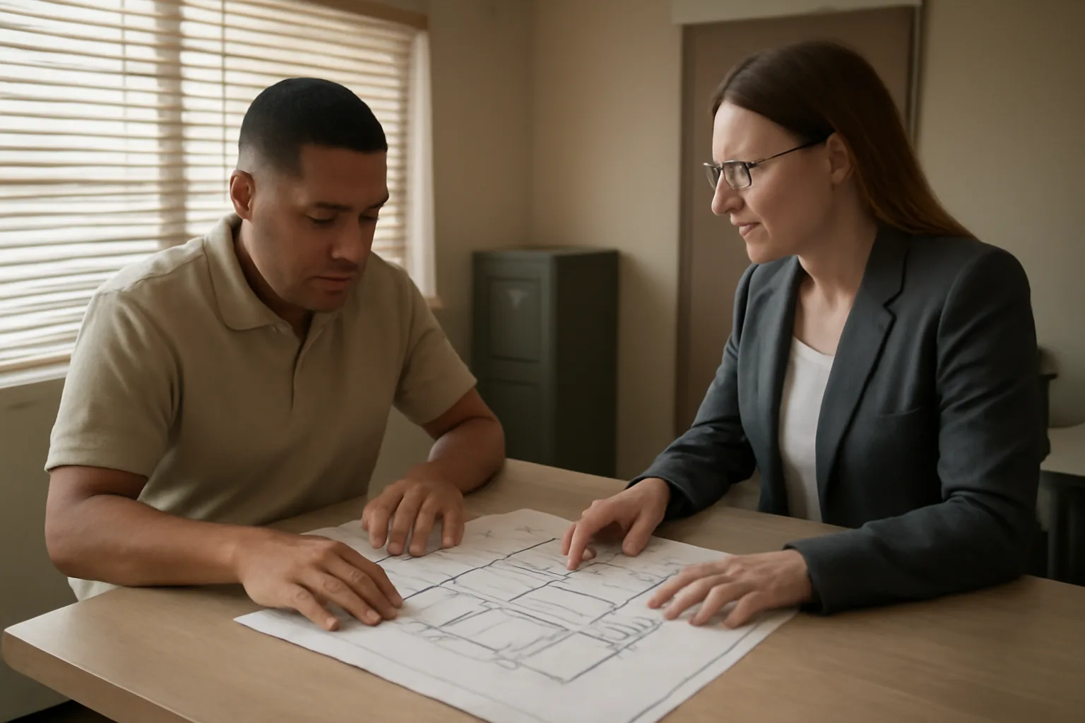 Restaurant owner discussing a license to sell alcohol at a government office counter