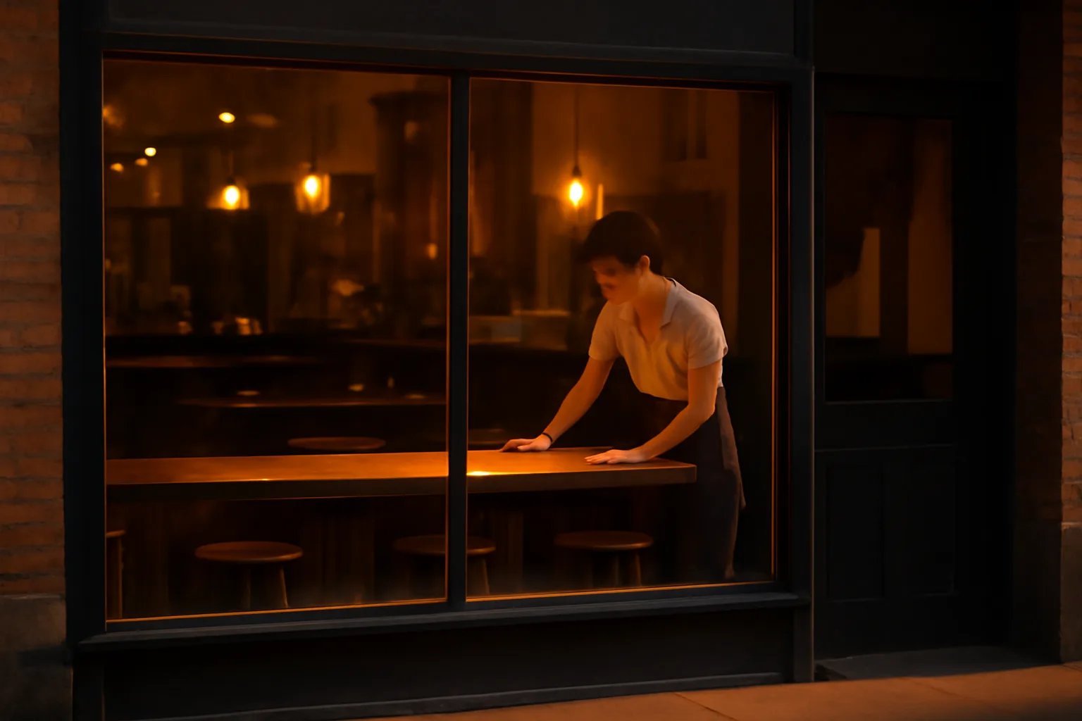 Restaurant bar interior at dusk representing the California liquor license process