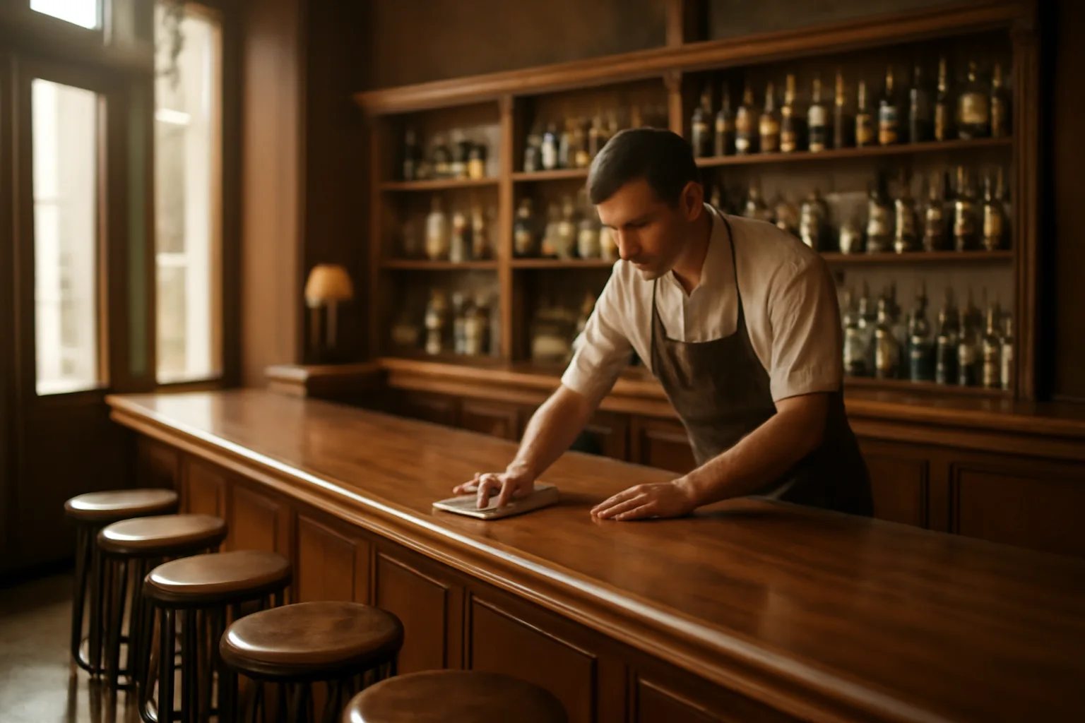 Restaurant bar interior representing the process to obtain a liquor license in Oklahoma