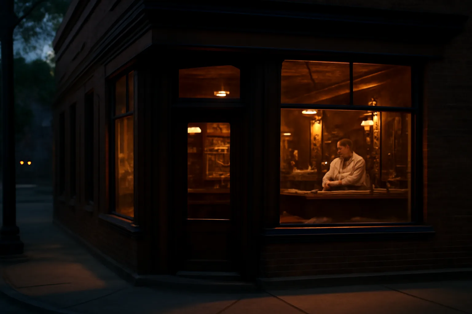 Chicago tavern storefront at dusk representing liquor license approval process
