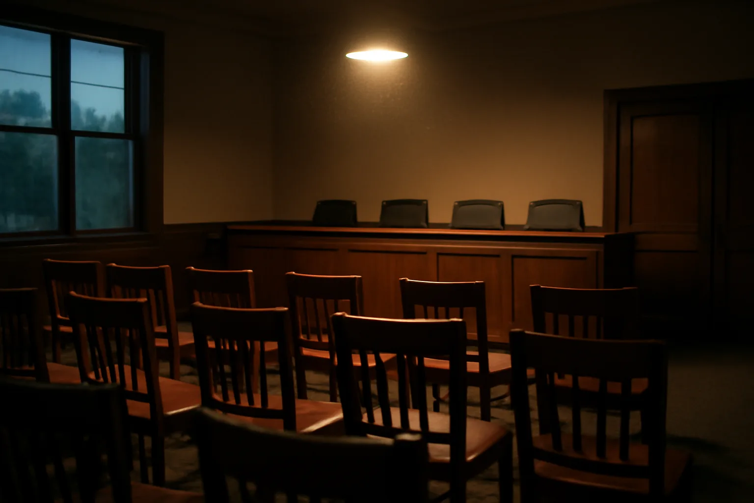 Empty municipal council chambers where Michigan liquor license approvals are decided