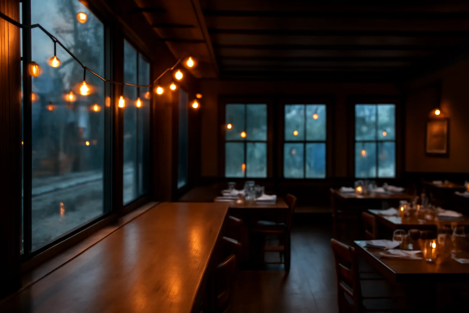 Empty Maine restaurant bar being prepared before opening night