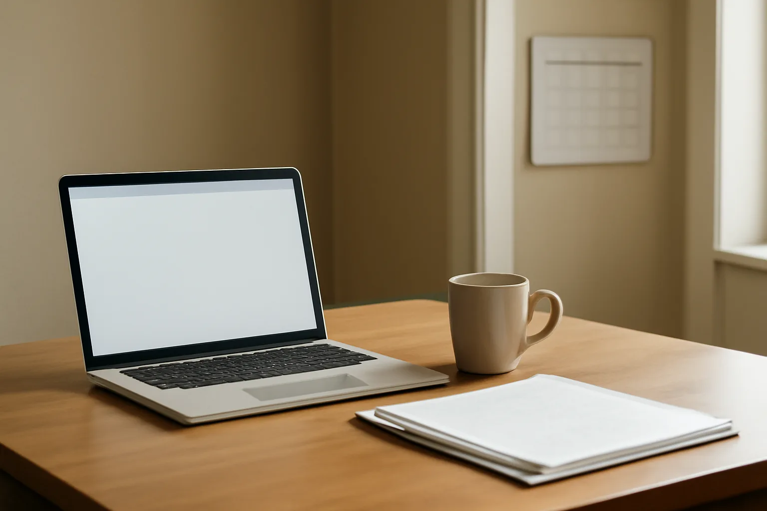 Desk scene representing a New York State liquor license lookup and paperwork check