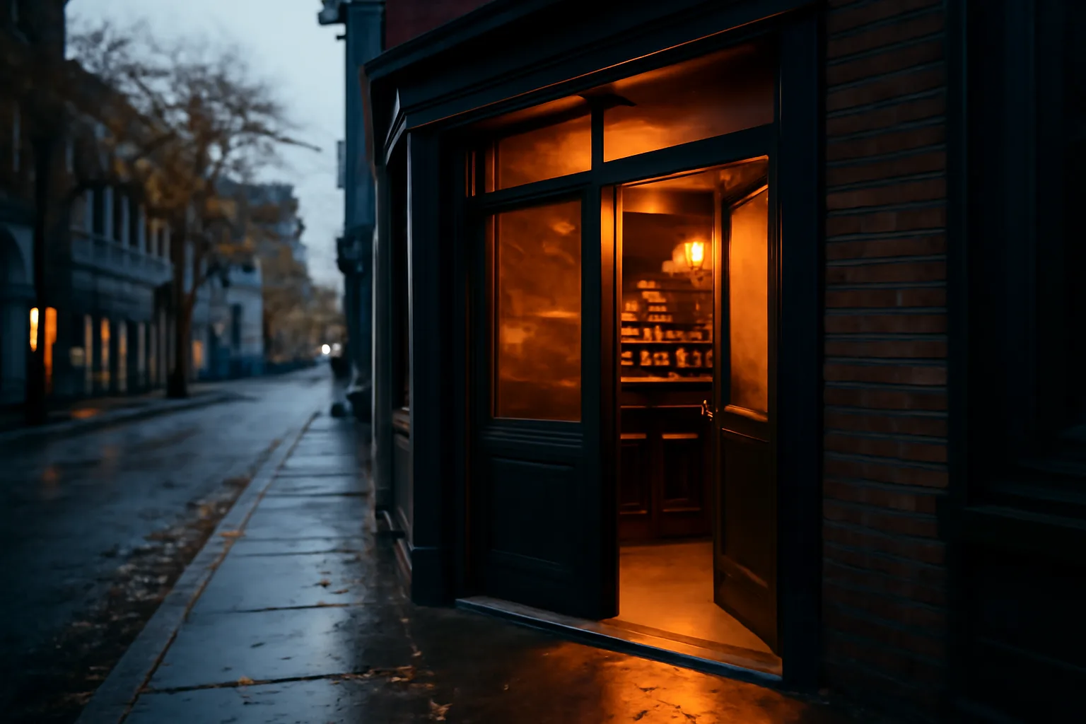 New Jersey bar entrance at dusk illustrating liquor license planning for owners