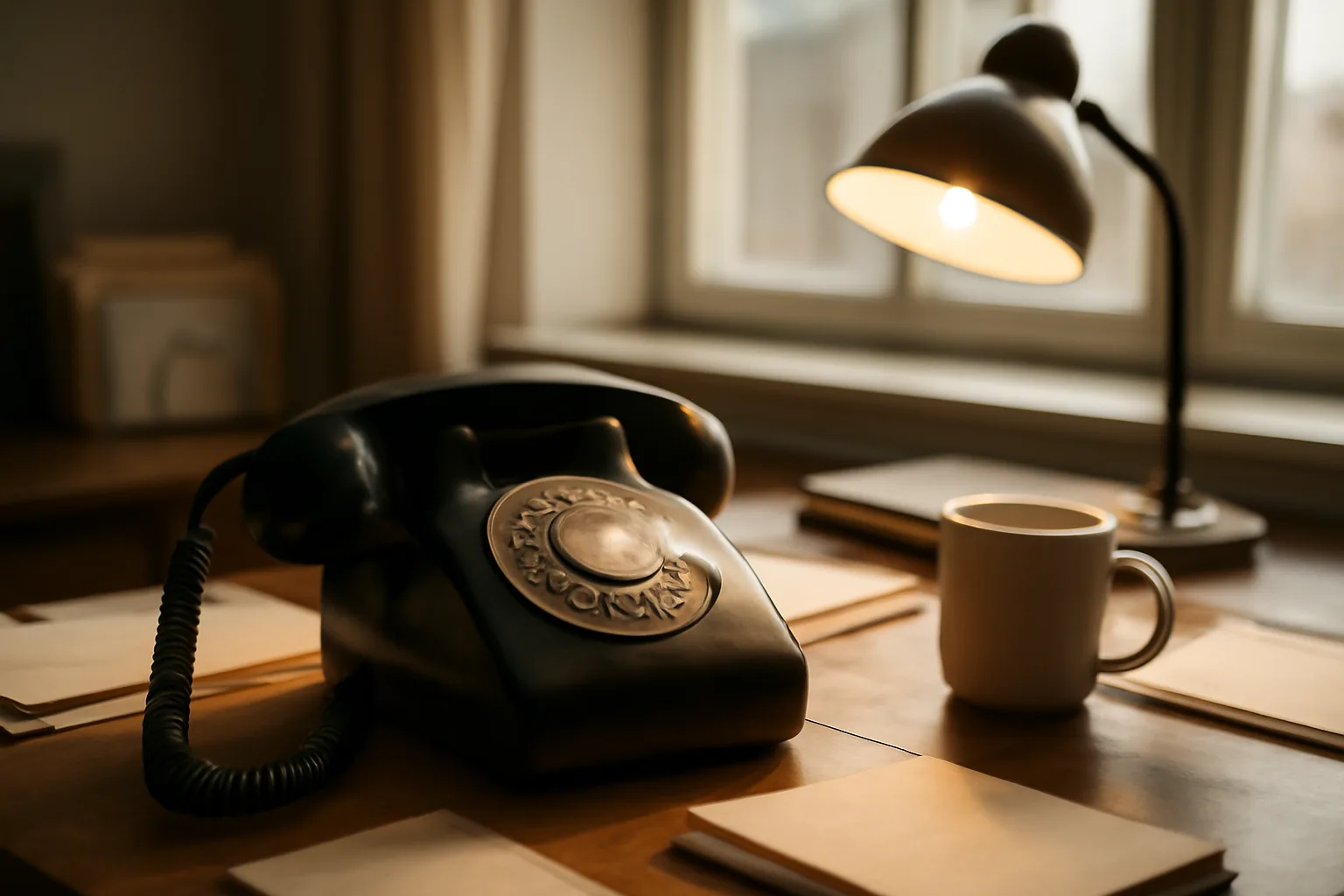 Desk phone off the hook on an office desk representing a call to the liquor authority