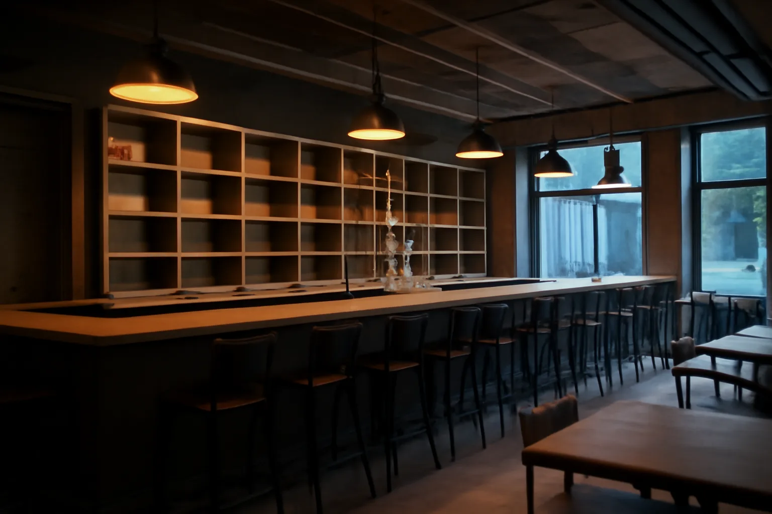 Restaurant bar mid-renovation with empty shelves, representing Tennessee liquor license planning