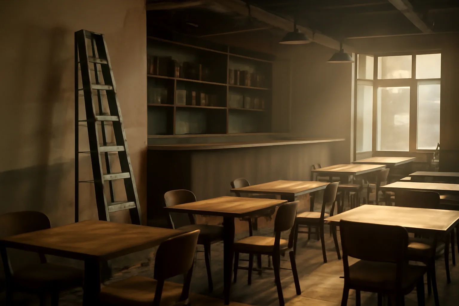 Empty restaurant dining room during buildout ahead of Virginia ABC license approval
